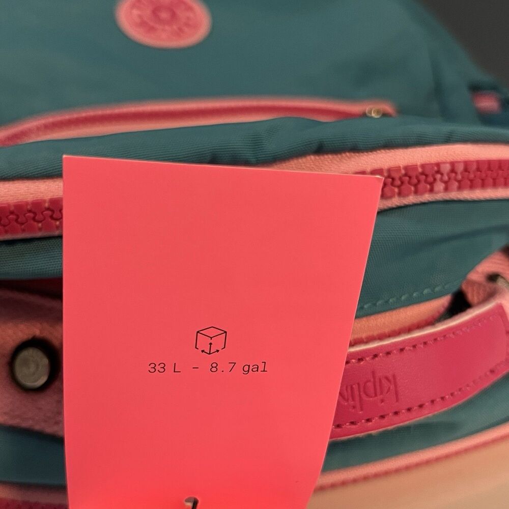 Kipling Seoul Laptop XL Backpack Striking Blue Pink Trim Plush Charm 17” NWT - Picture 11 of 12